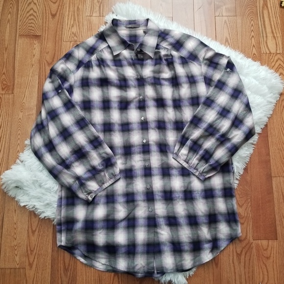 Vince Purple Plaid Button Down - Picture 1 of 7